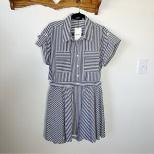 O.P.T Rowe Striped Mini Dress Gray and White Size XL/12